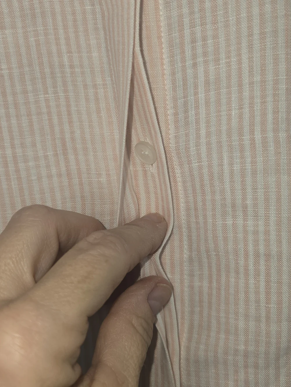 LAFAYETTE 148 NEW YORK ROSE QUARTZ STRIPED 100% LINEN BUTTON DOWN BLOUSE NWT LG - Picture 5 of 10
